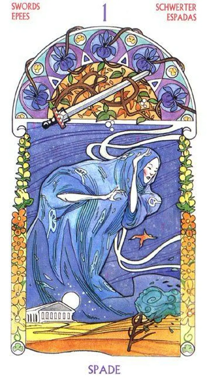 Ace of Swords - Tarot Art Nouveau - Tarot Deck by Antonella Castelli
