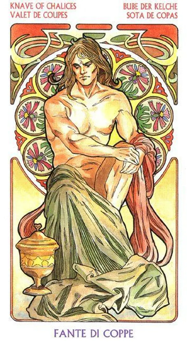 Knave of Chalices - Tarot Art Nouveau - Tarot Deck by Antonella Castelli