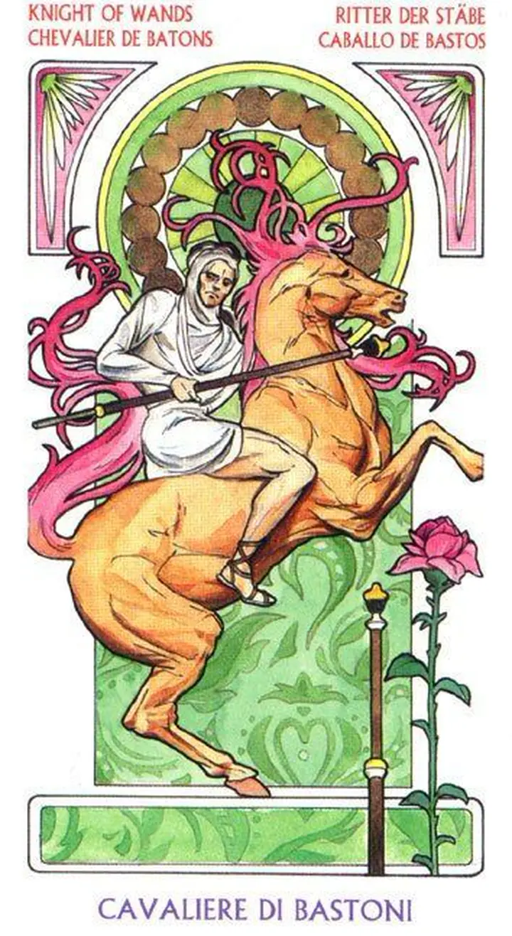 Knight of Wands - Tarot Art Nouveau - Tarot Deck by Antonella Castelli