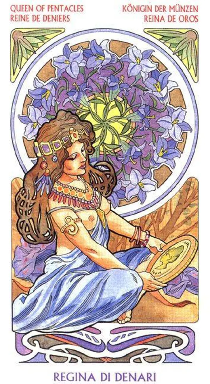 Queen of Pentacles - Tarot Art Nouveau - Tarot Deck by Antonella Castelli