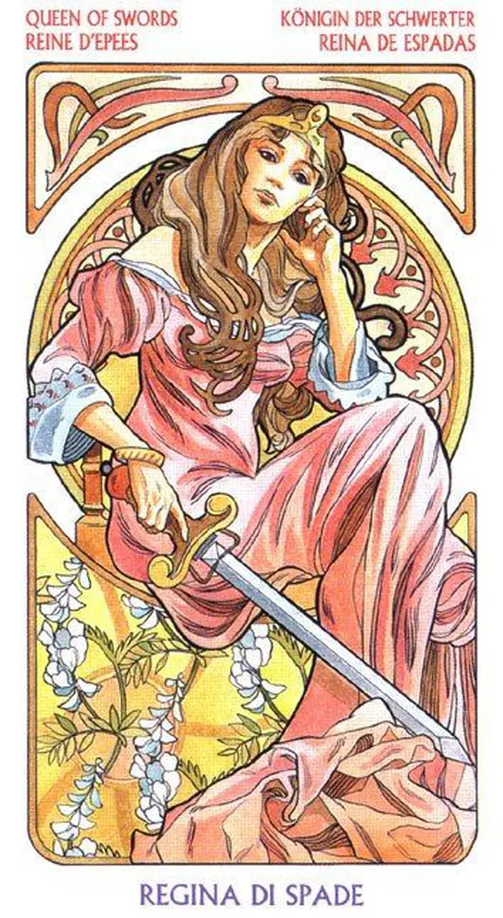 Queen of Swords - Tarot Art Nouveau - Tarot Deck by Antonella Castelli