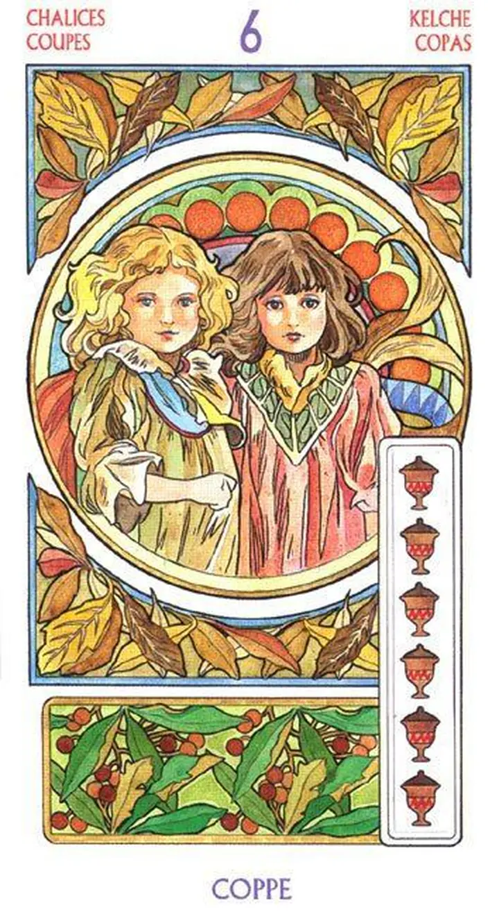 6 of Chalices card from the Tarot Art Nouveau deck