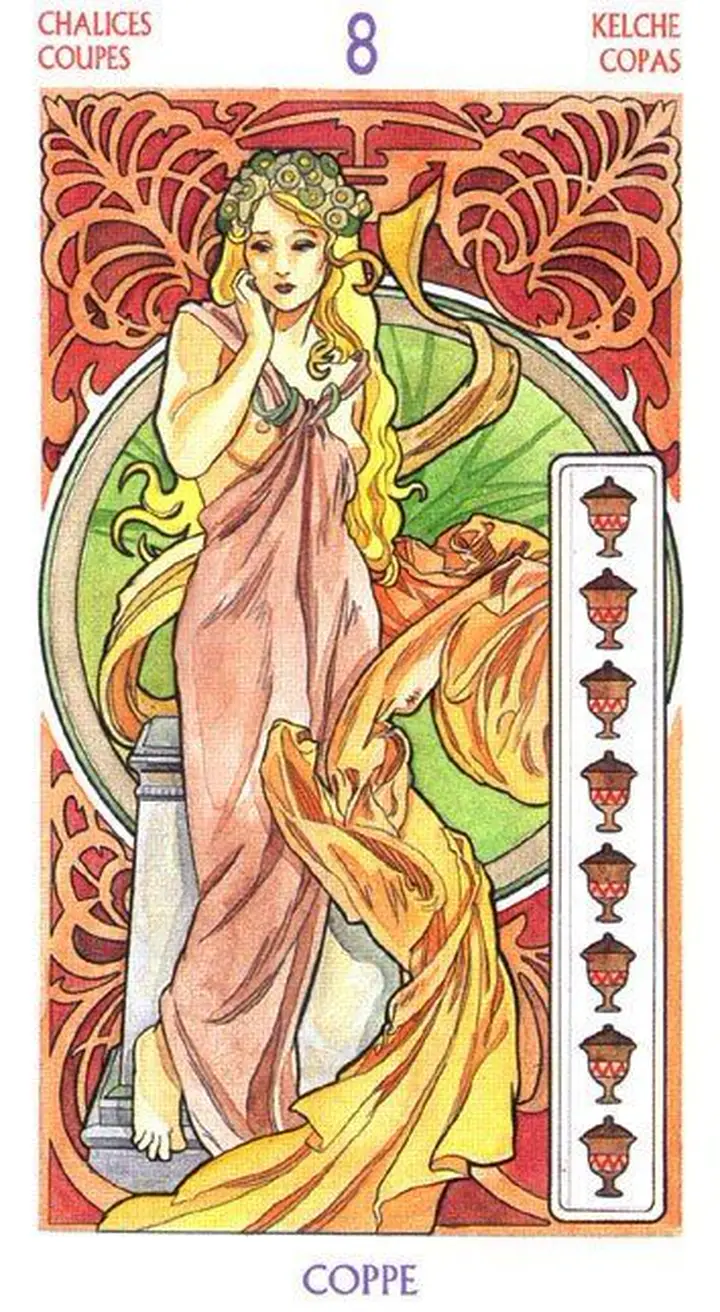 8 of Chalices card from the Tarot Art Nouveau deck