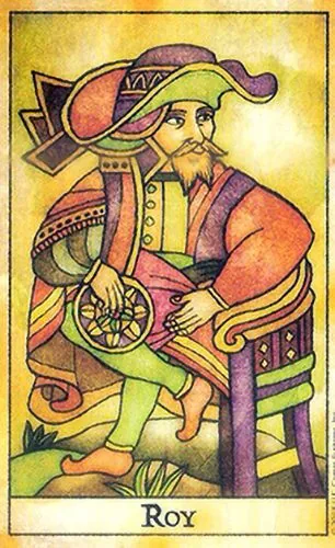 King of Pentacles card from the Tarot de Maria Celia deck — folk art tarot image for card meanings, symbolism, and deck review browsing