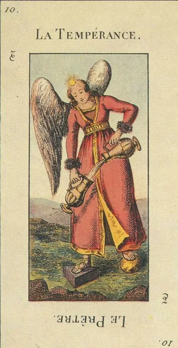 10 — La Tempérance card from the Tarot Etteilla deck