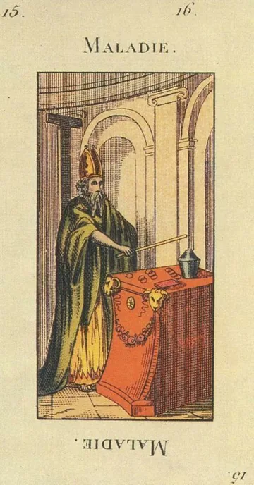 15 — Maladie card from the Tarot Etteilla deck