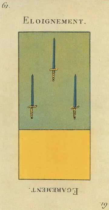61 — Éloignement card from the Tarot Etteilla deck