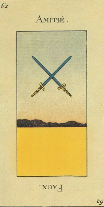 62 — Amitié card from the Tarot Etteilla deck