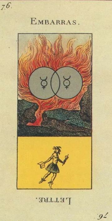 76 — Embarras card from the Tarot Etteilla deck
