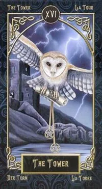 The Tower card from the Tarot Familiars deck