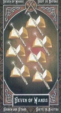 7 of Wands card from the Tarot Familiars deck