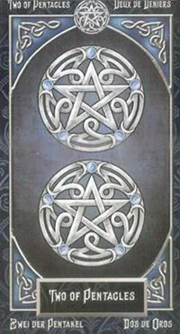 2 of Pentacles card from the Tarot Familiars deck