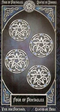 4 of Pentacles card from the Tarot Familiars deck