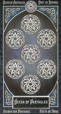 7 of Pentacles card from the Tarot Familiars deck