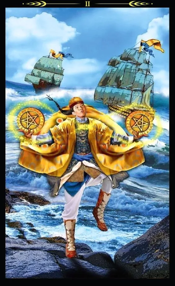 2 of Pentacles - Tarot Illuminati - Tarot Deck by Erik C. Dunne