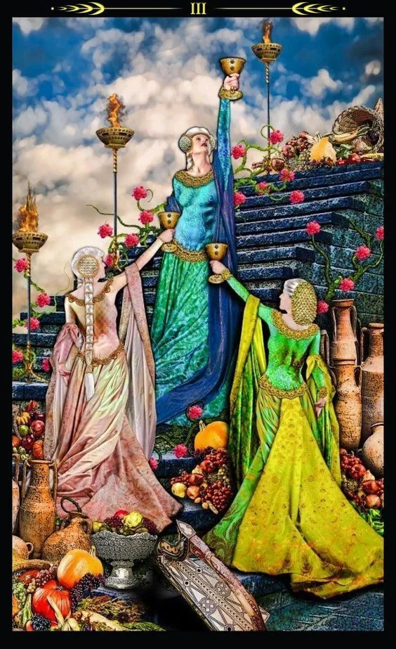 3 of Cups - Tarot Illuminati - Tarot Deck by Erik C. Dunne