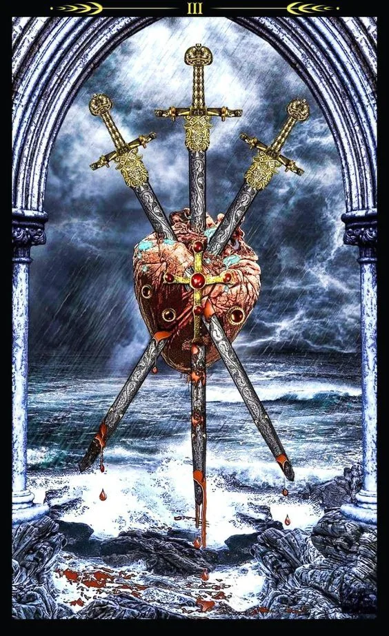 3 of Swords - Tarot Illuminati - Tarot Deck by Erik C. Dunne