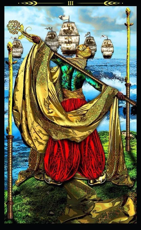 3 of Wands - Tarot Illuminati - Tarot Deck by Erik C. Dunne