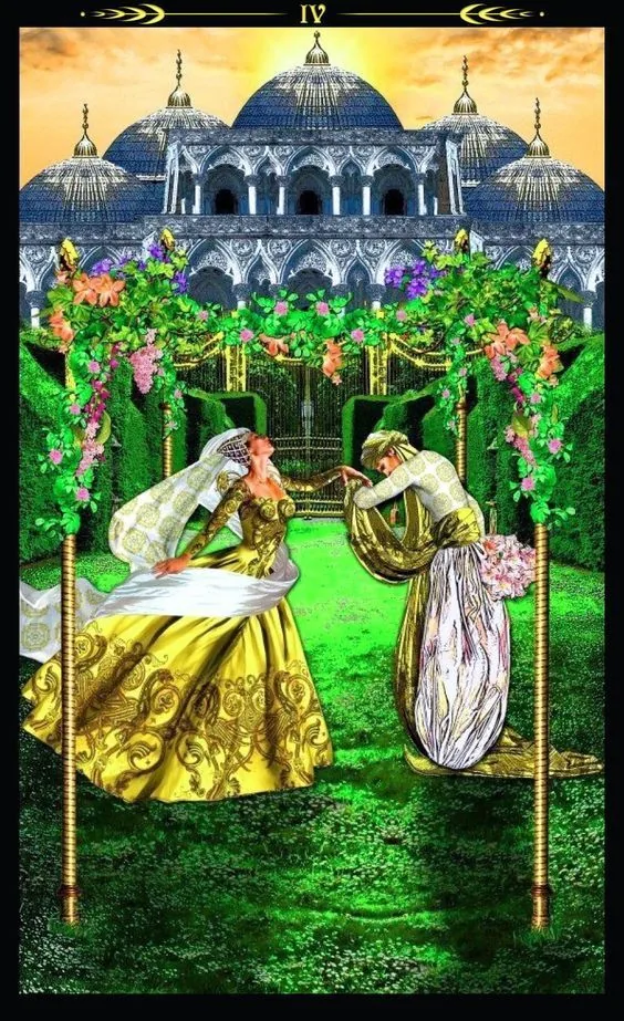 4 of Wands - Tarot Illuminati - Tarot Deck by Erik C. Dunne
