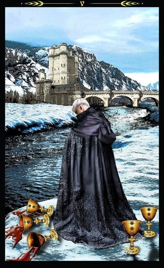 5 of Cups - Tarot Illuminati - Tarot Deck by Erik C. Dunne
