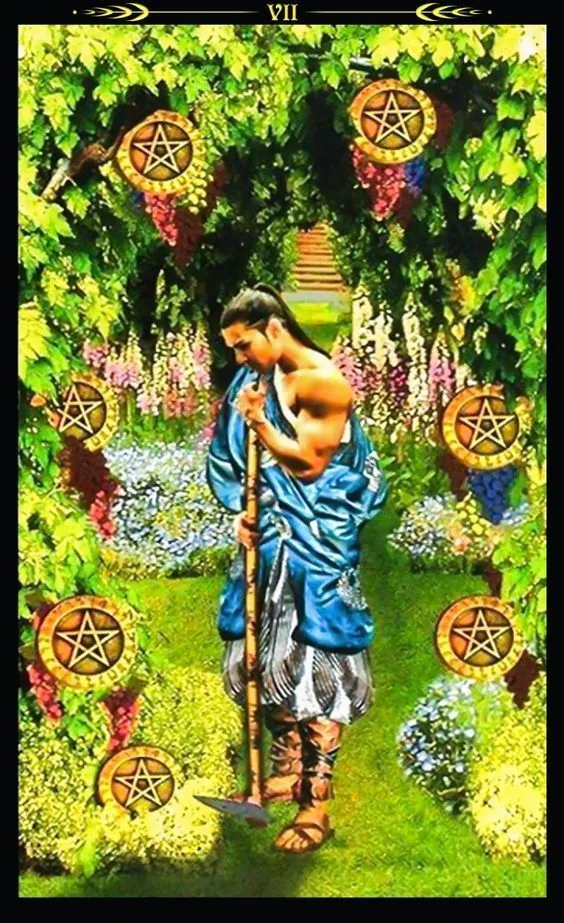 7 of Pentacles - Tarot Illuminati - Tarot Deck by Erik C. Dunne