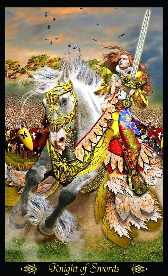 Knight of Swords card from the Tarot Illuminati deck