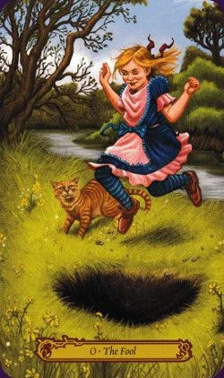 The Fool card from the Tarot In Wonderland deck