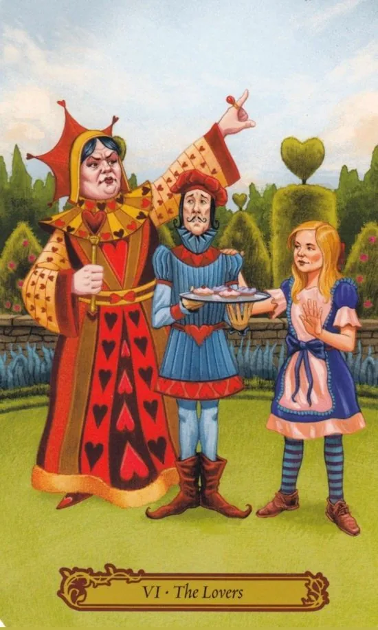 The Lovers card from the Tarot In Wonderland deck