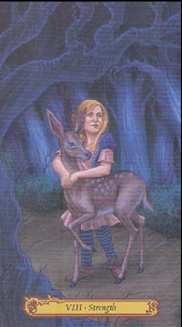 Strength card from the Tarot In Wonderland deck