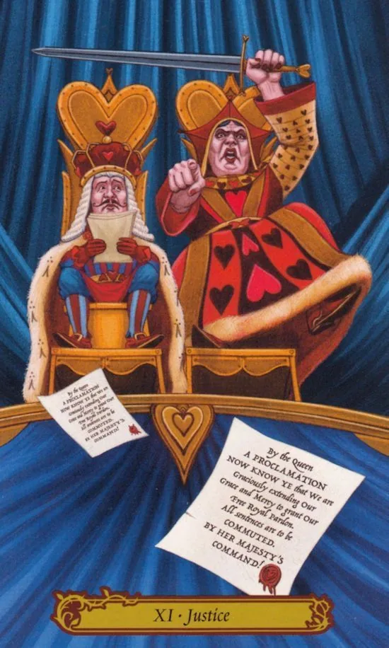 Justice card from the Tarot In Wonderland deck