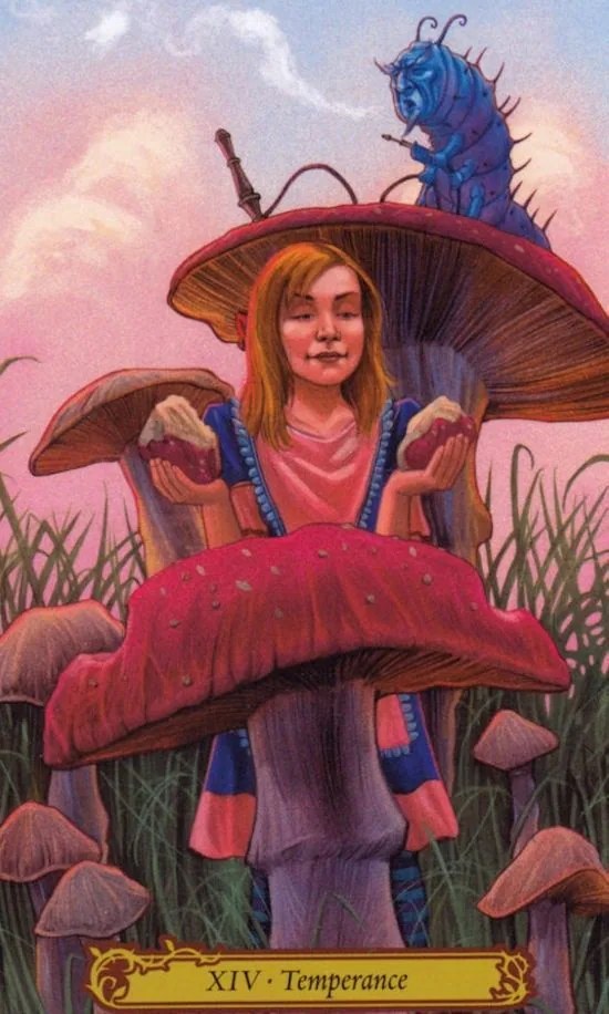 Temperance card from the Tarot In Wonderland deck