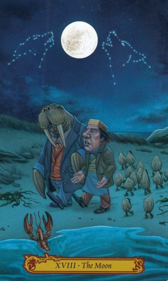The Moon card from the Tarot In Wonderland deck