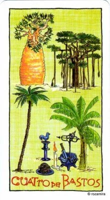 Cuatro de Bastos - Tarot Lukumi - Luigi Scapini