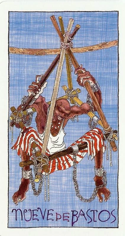 Nueve de Bastos - Tarot Lukumi - Luigi Scapini