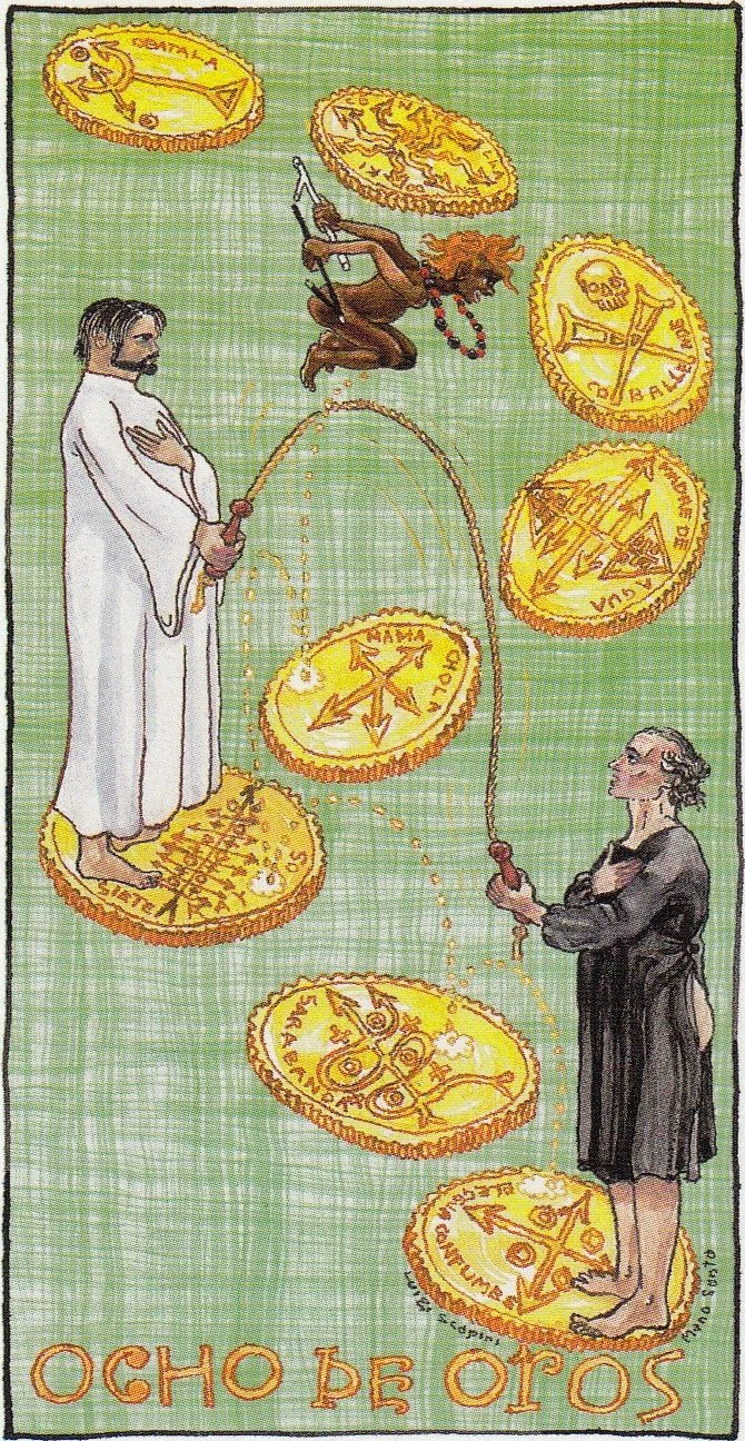 Ocho de Oros - Tarot Lukumi - Luigi Scapini