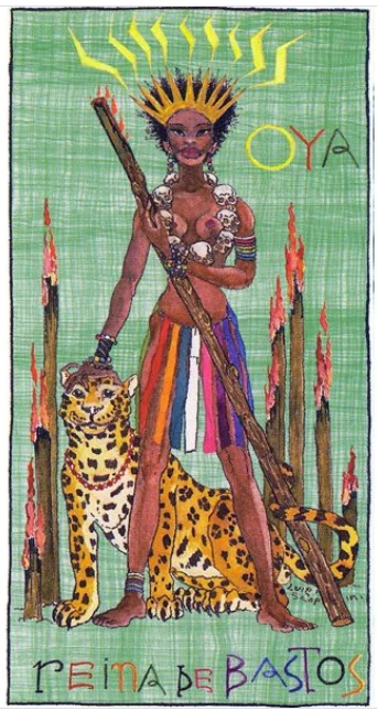 Reina de Bastos from Tarot Lukumi