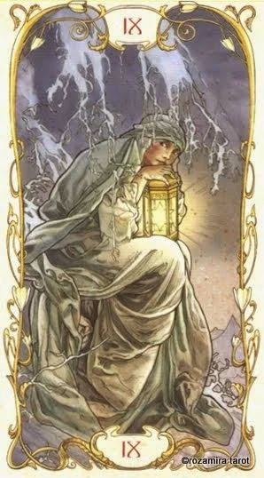 The Hermit card from the Tarot Mucha deck