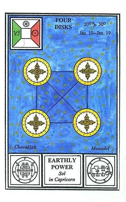 4 of Disks - Tarot of Ceremonial Magick - Tarot Deck by Lon Milo DuQuette