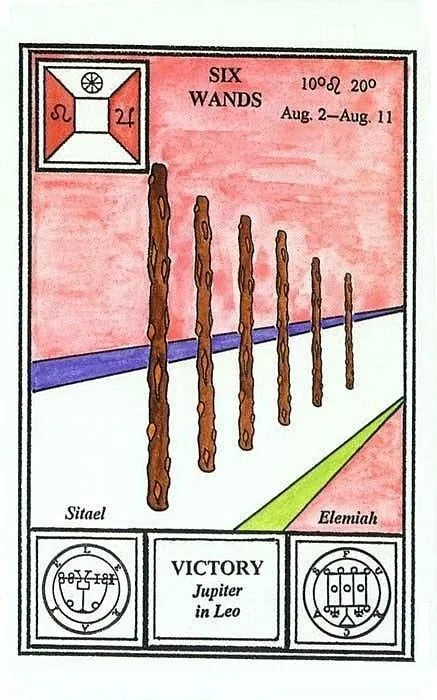 6 of Wands card from the Tarot of Ceremonial Magick deck