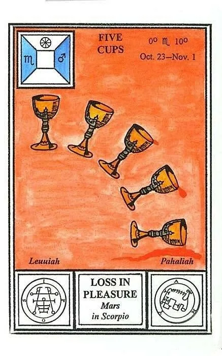 5 of Cups card from the Tarot of Ceremonial Magick deck