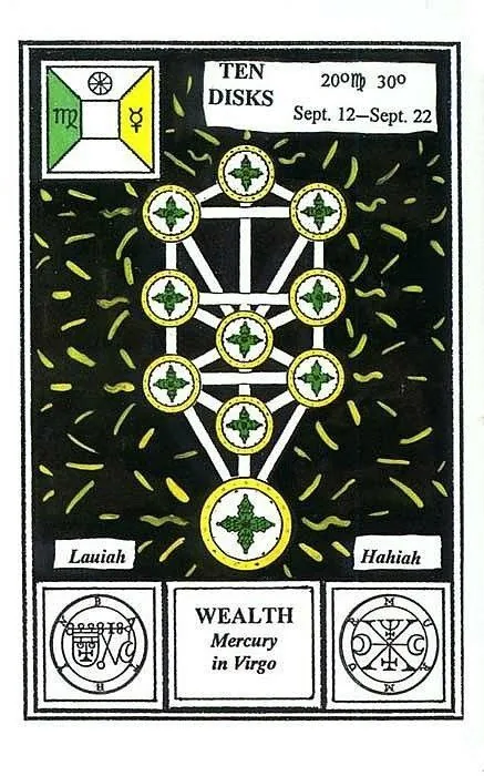 10 of Disks card from the Tarot of Ceremonial Magick deck