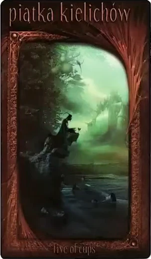 Five of Cups card from the Maroon Tarot deck