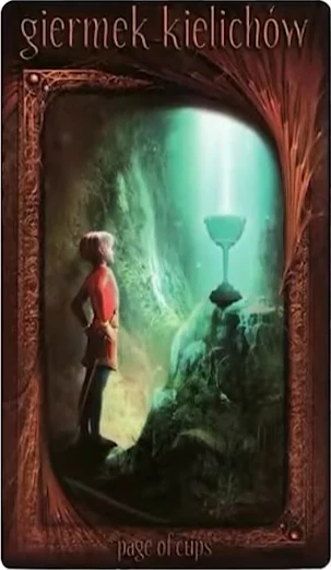 Page of Cups card from the Maroon Tarot deck