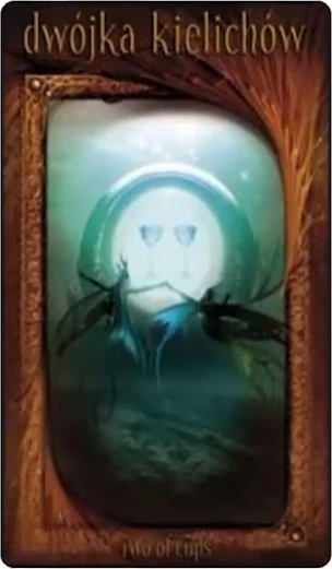 Two of Cups card from the Maroon Tarot deck