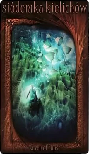 Seven of Cups card from the Maroon Tarot deck
