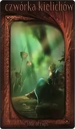 Four of Cups card from the Maroon Tarot deck