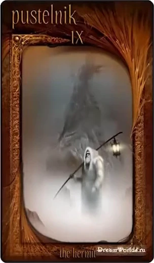 The Hermit card from the Maroon Tarot deck