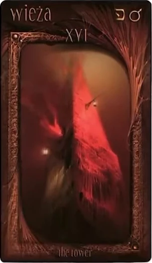 The Tower card from the Maroon Tarot deck