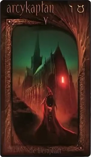 The Hierophant card from the Maroon Tarot deck