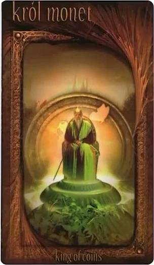 King of Coins card from the Maroon Tarot deck